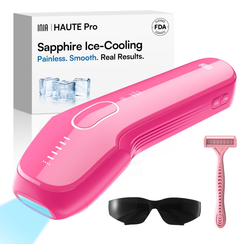 INIA Laser Hair Removal with IceCooling Care for Women and Men HAUTE Pro Painless atHome IPL Hair Remover for Coarse Hair in Bikini and All Body Areas Latest Generation for Effective Results